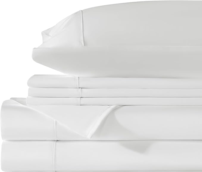 LBRO2M 1000 Thread Count 100% Egyptian Cotton Sheets Set 6 Piece Sets King Bed Sheet Deep Pocket Sheet Set 16" Soft Comfortable All Season (King, White)
