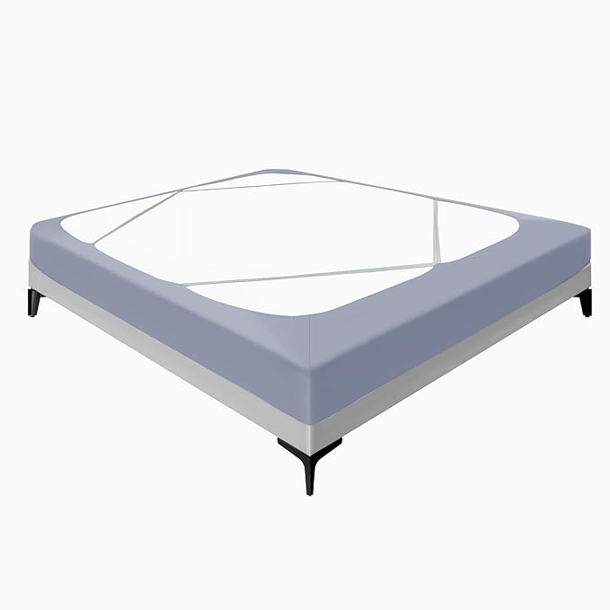 Biscaynebay Decorative Box Spring Cover Twin & Twin XL Size, Silver Grey Luxurious Jersey Knitting Stretchy Wrap Around 4 Sides Bed Skirt for Home/Hotels, Easy Fit Wrinkle & Fade Free Machine Washable