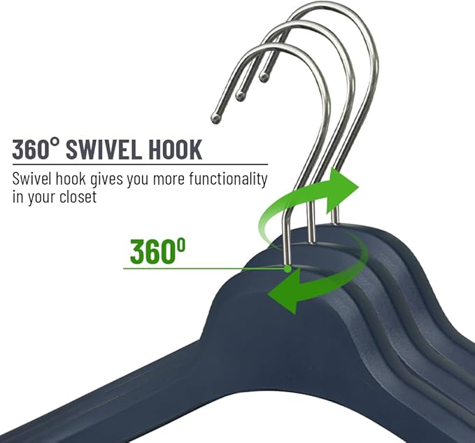 All Hung Up Hangers Plastic Coat Hangers, Clothes Hangers (Navy Blue, 36pk)