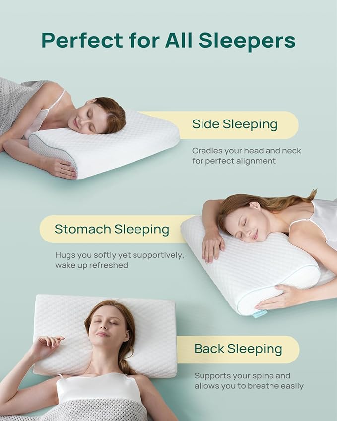 Ergonomic Memory Foam Pillow - Orthopedic Cervical Support Pillow for Neck & Shoulder Pain Relief, Adjustable Contour Pillow for All Sleeping Positions,King Size