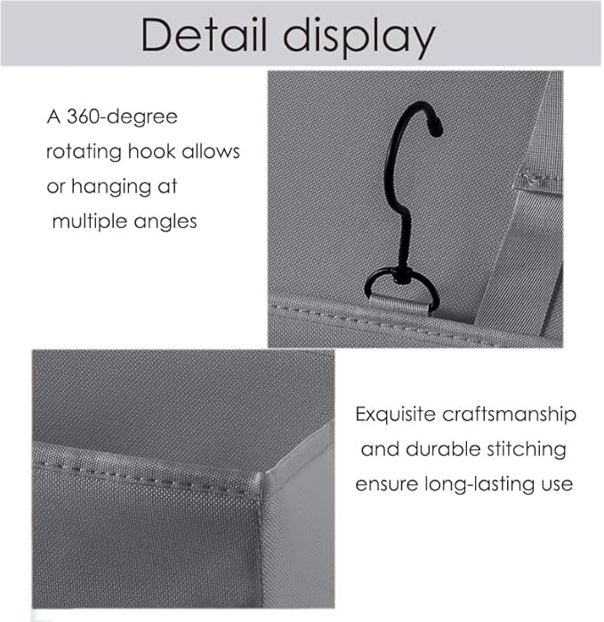 LASAMOLL Bedside Caddy Bedside Storage Organizer,Bed Caddy With Thickened Material Suitable for Homes, Dormitories, Hospitals, Cribs, RVs,Great for Magazines,Books,Remote, Phone (Grey)