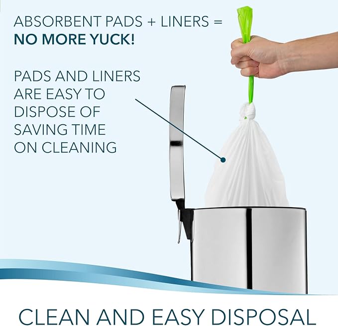 TidyCare Disposable Bedside Commode Liners and Pads for Portable Toilet Chair Seat Bucket and Bedpan | Combo Pack of 72 Waste Bags and 72 Absorbent Pads | Universal Fit