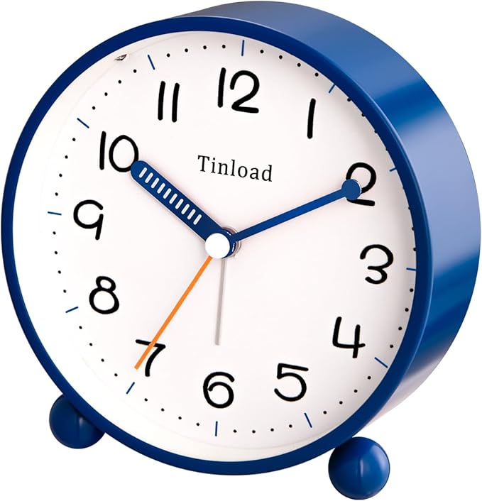 4.5" Antique Retro Analog Alarm Clock, Small Silent Battery Operated Clock with Manual Light, Snooze, Vintage Decor for Bedroom, Living Room, Office, Bedside,Desk(Blue)