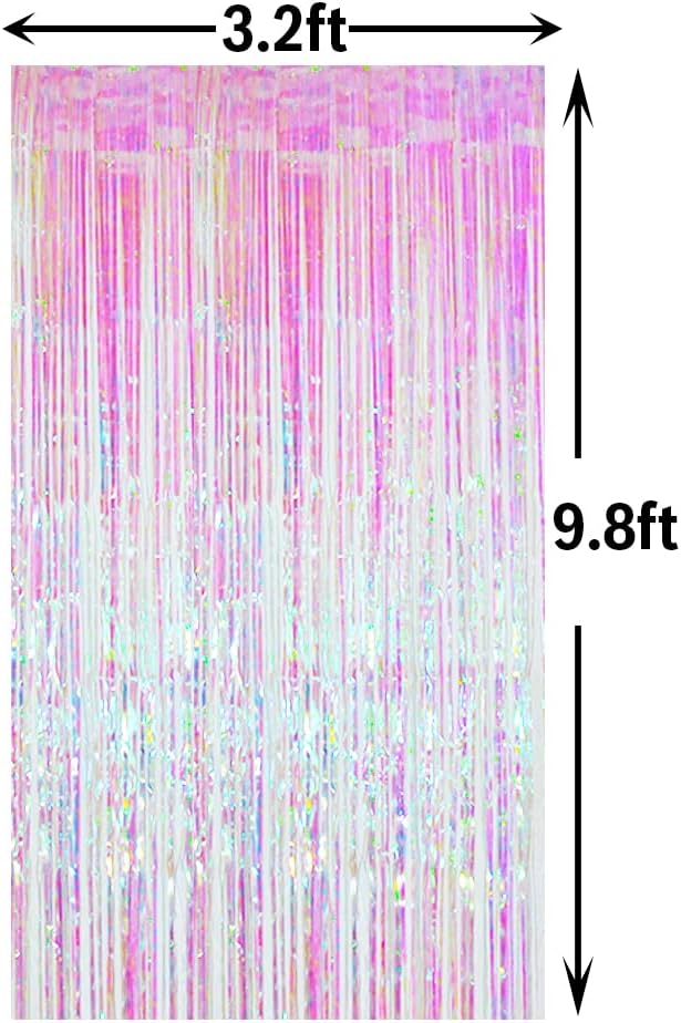 GOER 3.2 ft x 9.8 ft Metallic Tinsel Foil Fringe Curtains Party Photo Backdrop Party Streamers for Birthday,Graduation,New Year Eve Decorations Wedding Decor (3 Packs,Multicolor)