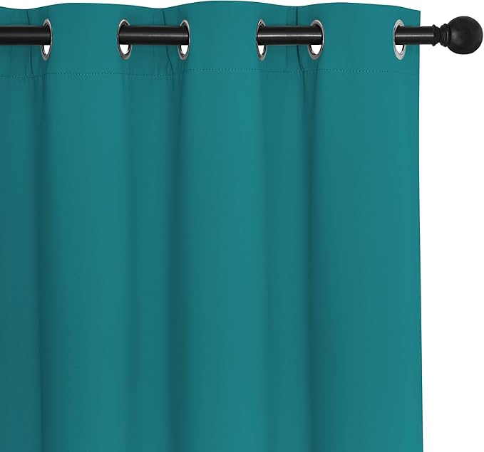 NICETOWN Blackout Doorway Curtain Drape 78 inch Long - Grommet Noise Reducing Thermal Insulated Solid Modern Window Treatments for Bedroom Closet (1 Panel, 52 x 78 Inch, Peacock Teal)