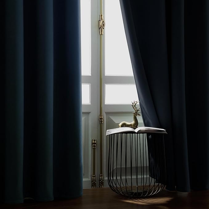 Joydeco Greyish Blue Velvet Curtains 90 Inches 2 Panels, Luxury Thermal Insulated Soft Curtains for Bedroom & Living Room, Room Darkening Velvet Drapes, Rod Pocket (52W x 90L)