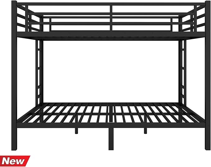 Upgraded & Stronger Heavy Duty Metal Queen Over Queen Bunk Bed for Adults & Teens, Thickened More Stable Safer Bunkbeds (Greater Weight Capacity) (Queen Over Queen-A)