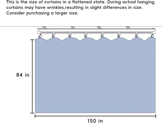 Room Divider Ceiling Mounted Curtains Track Sets Extra Wide Blackout Curtain Flexible Tracks for Bedroom Privacy Partition Separator, 1 Panel White Drape and White Rail, W12.5 x H7ft