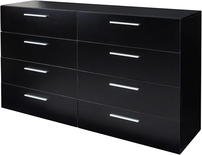 Karl home 8 Drawer Dresser, Wood Black Vanity Drawer Cabinet, Bedroom Storage Cabinet TV Stand, Large Dresser Storage Chest with Deep Drawers, Bedroom Furniture,55.1 * 31.5 * 15.7 inches