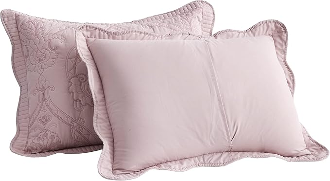 CHIXIN Microfiber King Pillow Shams Set of 2 - Quilted Decorative Pillow Covers - Dark Grey - Size (20" x 36")