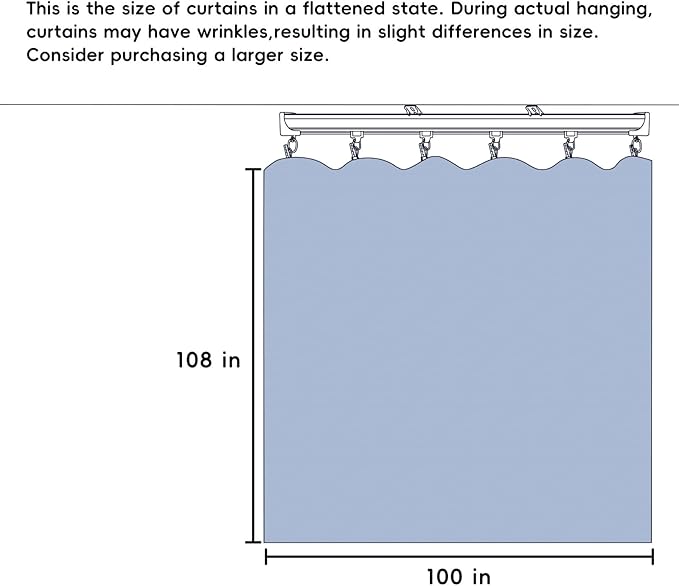 Room Divider Ceiling Mounted Curtains Track Sets Extra Wide Blackout Curtain Flexible Tracks for Bedroom Privacy Partition Separator, 1 Panel Grey Drape and White Rail, W8.3 x H9ft