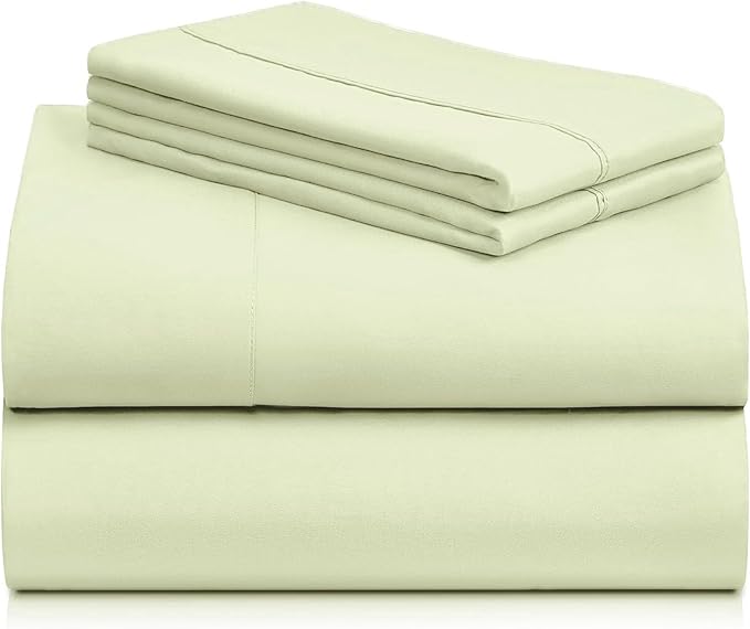 LuxClub 4 PC Sheet Set Bed Sheets Deep Pockets 16" Eco Friendly Wrinkle Free Cooling Machine Washable Hotel Bedding Silky Soft - Sage Green Queen