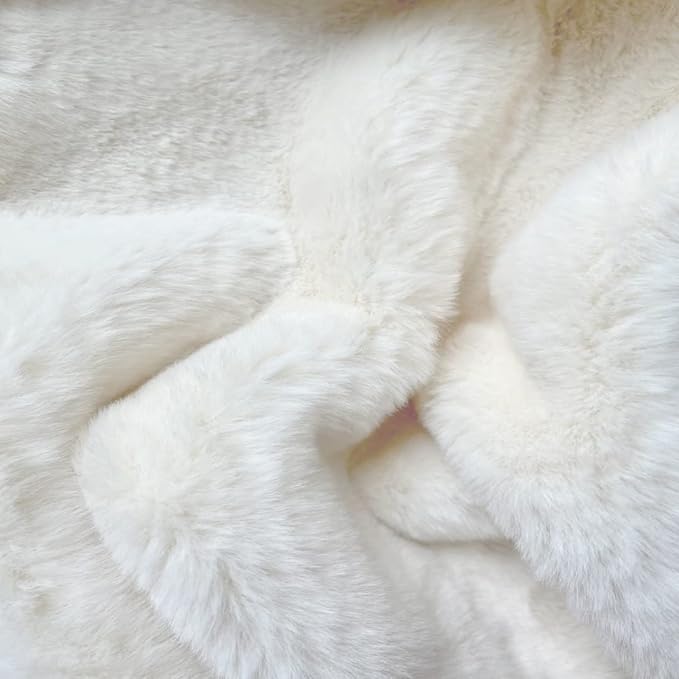 Fuzzy White Machine Washable Runner Faux Rabbit Furry Fur Rugs for Bedroom Plush Runner Rugs for Hallway 2x10 Rectangle Rug Home Décor