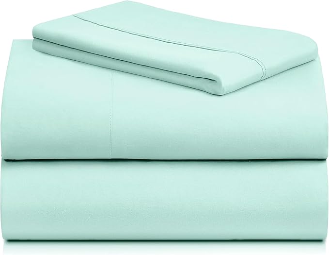 LuxClub 3 PC Twin XL Sheet Set, Deep Pockets Wrinkle Free Cooling Bed Sheets Hotel Bedding for Women, Men, Kids & Teens, Includes 1 Fitted Sheet, 1 Flat Sheet and 1 Pillowcase-Silky Soft Aquamarine