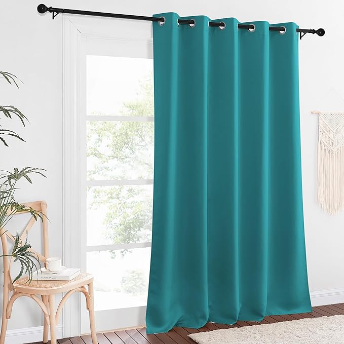 NICETOWN Blackout Curtains 84 Inch Length, Thermal Insulated Curtains for Bedroom Grommet Energy Saving Room Darkening Drapes for Living Room Window, 1 Panel, Peacock Teal, 66" W x 102" L