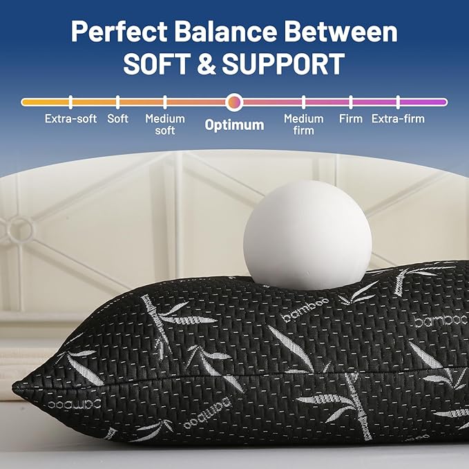 Full Body Pillow with Removable Pillowcase for Adults,(Memory Foam Filling)(Long Pillow for Side Sleepers) (Fluffy and Firm)(Adjustable Filling)(20×54 Inch,Black)