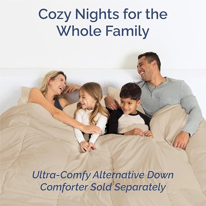 Split King 7 Piece Sheet Set - Cooling & Breathable - Hotel Luxury Bedding - Includes Fitted Sheets for Women, Men, Kids and Teens - 1 Flat, 2 Fitted Sheets, 4 Pillowcases with Deep Pockets - Cream