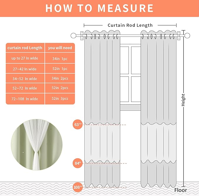 XiDi Green Curtains for Bedroom, Girls Room Blackout Curtains, Kids Room Darkening Curtains, Light Green Decor, 1 Panel Sage Green/52/63/1