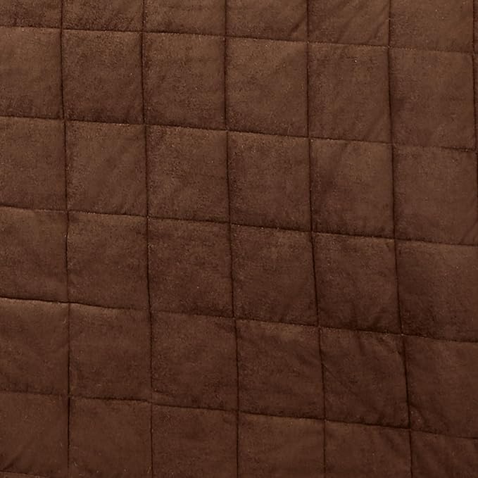 Camden Luxury Bedding | Neutral Chocolate Brown Color | Fitted Hollywood Daybed Bedding | Faux Suede Box Quilted Design | 5 Piece Set Includes Hollywood Cover, 2 Bolster Shams, and 2 Bolster Pillows