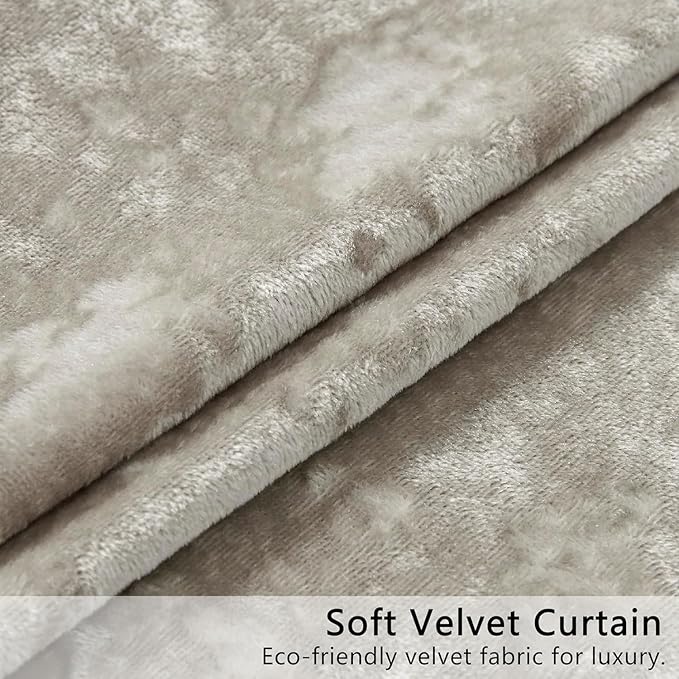 SMILETIME Ivory White Crushed Velvet Curtains 52x108 inch Luxurious Thermal Insulated Soundproof Drapes for Living Room Bedroom Office Soft and Durable Light-Filtering Window Treatments, 2 Panels