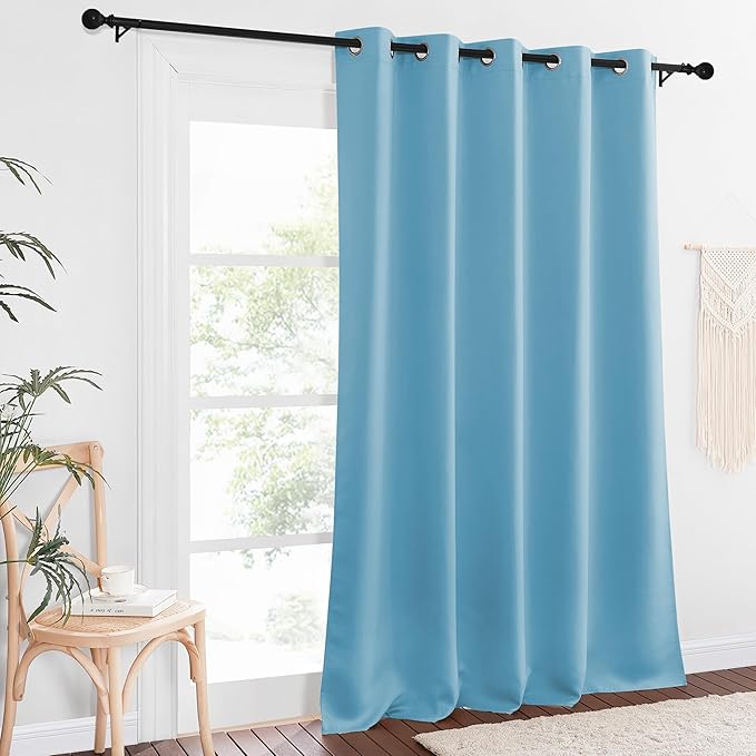 NICETOWN Blackout Curtain Drape for Bedroom - Light Reducing Thermal Insulated Solid Grommet Room Darkening Window Curtain 90 inches Long for Living Room (Teal Blue, 1 Piece, W66 x L90)