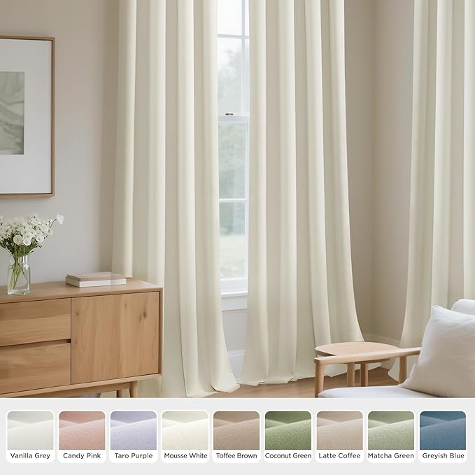 Joydeco White Velvet Curtains 72 Inches 2 Panels, Luxury Thermal Insulated Soft White Curtains for Bedroom & Living Room, Room Darkening Velvet Drapes, Rod Pocket (52W x 72L)