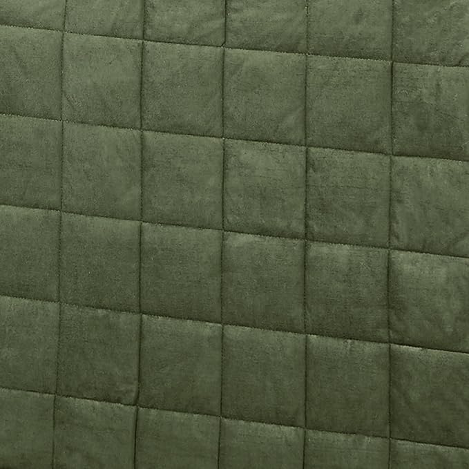 Camden Luxury Bedding | Warm Deep Sage Green Color | Fitted Hollywood Daybed Bedding | Faux Suede Box Quilted Design | 5 Piece Set Includes Hollywood Cover, 2 Bolster Shams, and 2 Bolster Pillows
