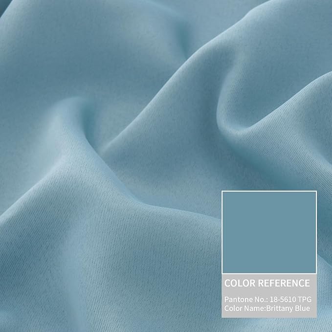BGment Short 100% Blackout Curtains for Bedroom, Thermal Insulated Lined Energy Efficiency Noise Reducing Grommet Curtains 54 Inch Length for Small Window 2 Panels Each 52 Inch Wide, Greyish Blue