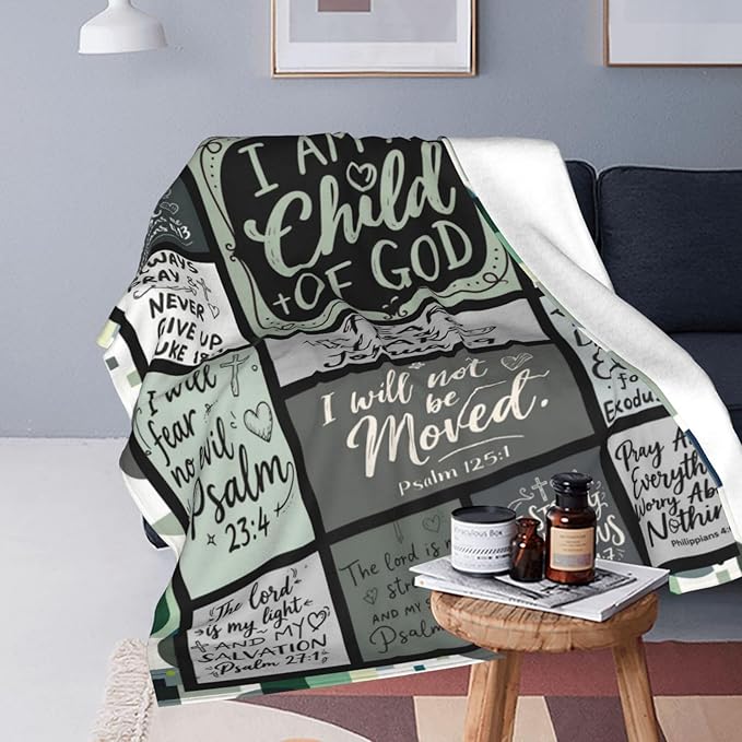 Christian Throw Blanket for Couch, Inspirational Gift for Women, Soft Plush Flannel Blanket, 30"x 40" Thoughts and Prayers Blankets for Bedroom Sofa Living Room Christmas Halloween Decoration