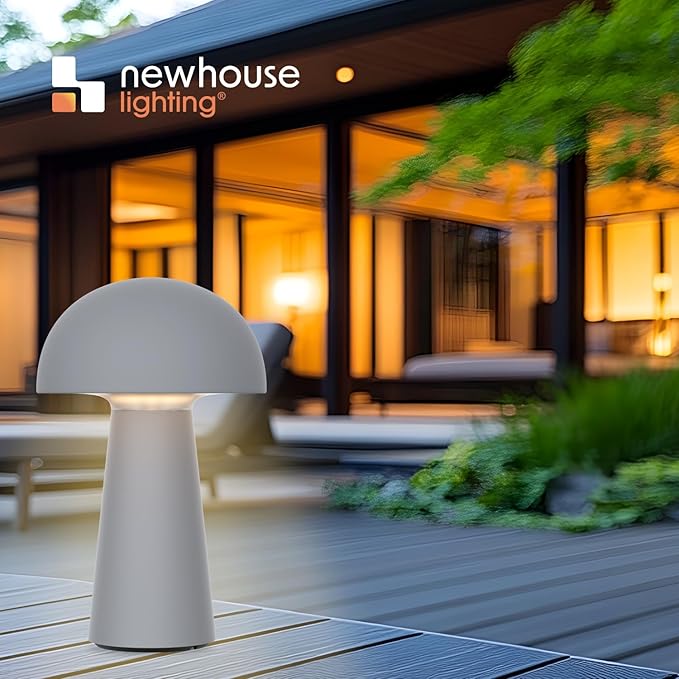 Newhouse Lighting Capri, Fog Gray 2700K Dimmable Cordless USB-C Rechargeable Table Lamp NHTL-CA-GY, Cordless Desk Lamp for Living Room, Bedroom, Coffee Table, and Other Cozy Home Decor