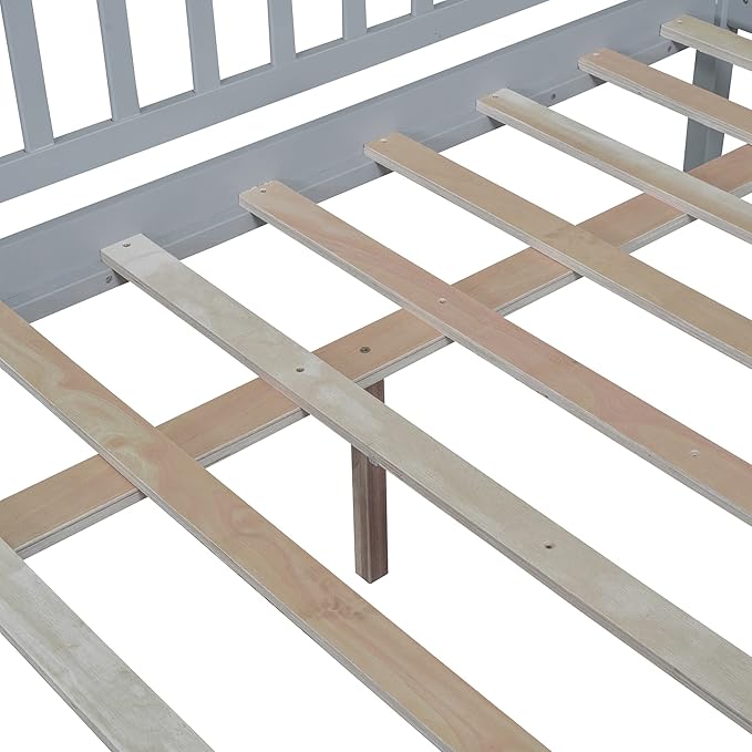Bellemave Full Size Bed Frames with Rails for Kids, Full daybed Frame with Drawers for Boys/Girls/Adults, Gray