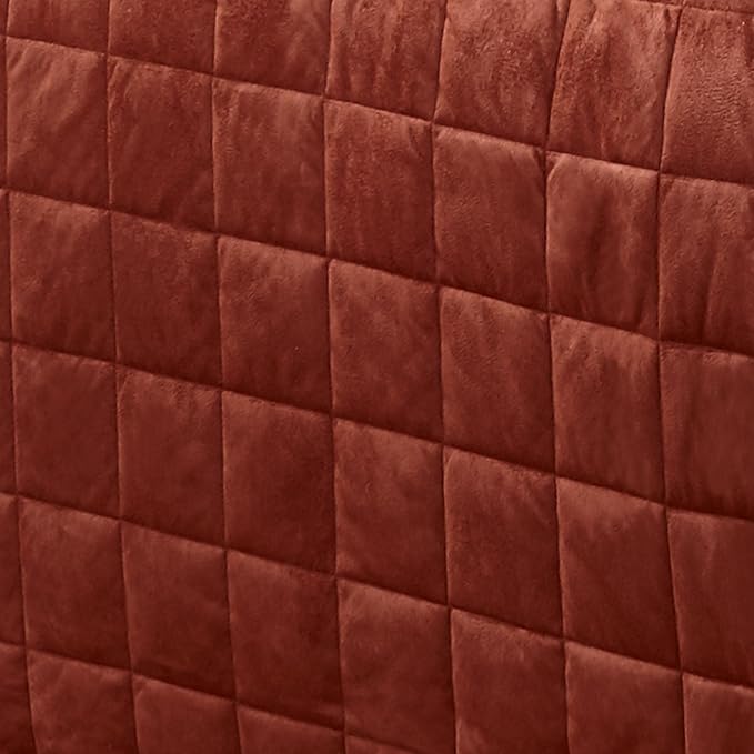 Touch of Class Camden Luxury Bedding | Warm Russet Color | Grande Fitted Bedspread | Faux Suede Box Quilted Design | Designed 3 Piece Set Includes King Bedspread and 2 King Shams
