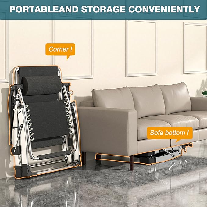 DoCred Comfy Folding Recliner Chair - Bedroom & Living Room, Patio Lounge Chair with Removable Cushion for Indoor Outdoor