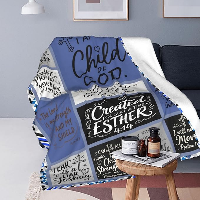 Christian Throw Blanket for Couch, Inspirational Gift for Women, Super Soft Plush Flannel Blanket, 50"x 60" Thoughts and Prayers Blankets for Bedroom Sofa Living Room Decoration