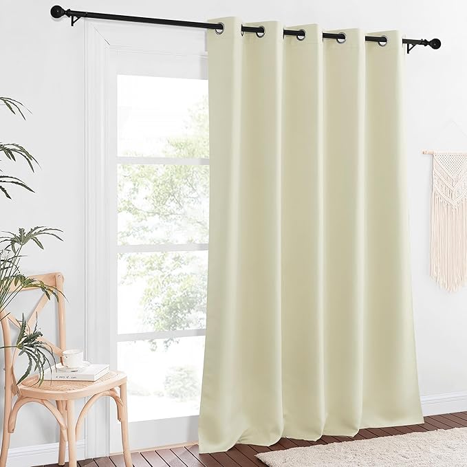 NICETOWN Sliding Door Window Treatment Blackout Patio Door Curtain Panels, Privacy Thermal Drapes for Bedroom Living Room Department with Grommet Top (Beige, W66 x L110)