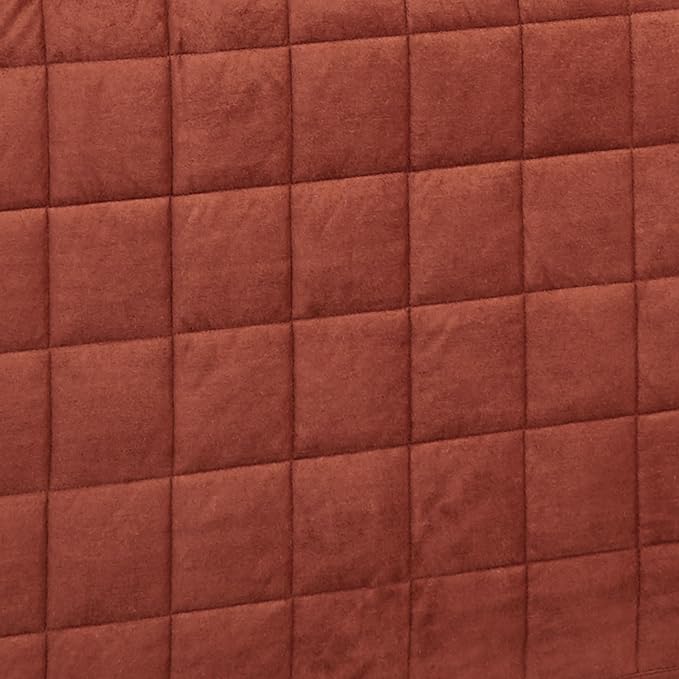 Camden Luxury Bedding | Warm Russet Color | Fitted Hollywood Daybed Bedding | Faux Suede Box Quilted Design | 5 Piece Set Includes Hollywood Cover, 2 Bolster Shams, and 2 Bolster Pillows