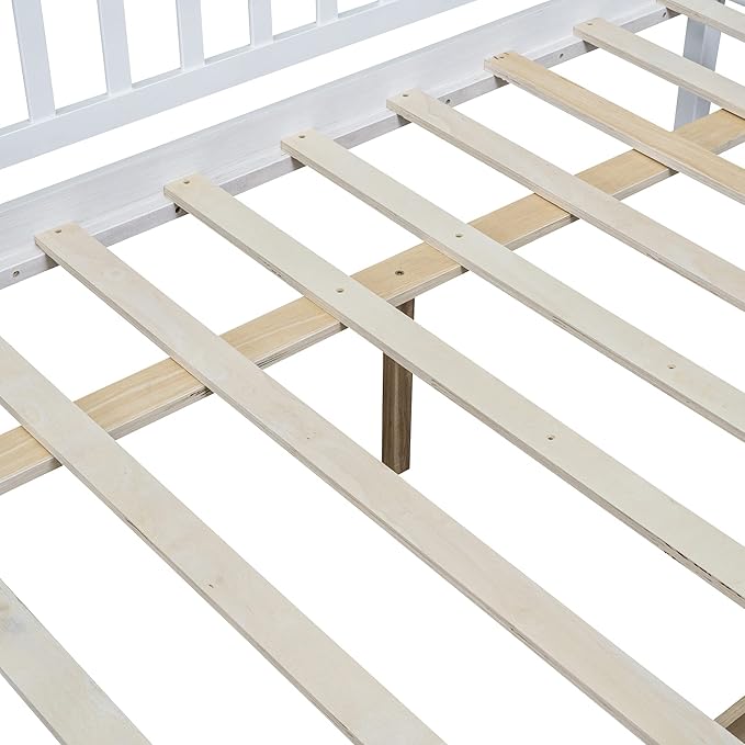 Bellemave Full Size Bed Frames with Rails for Kids, Full daybed Frame with Drawers for Boys/Girls/Adults, White