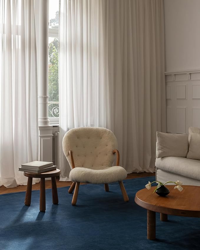 Hand-Tufted Wool Runner Area Rug – Soft Premium Wool Carpet for Living Room, Bedroom & Home Décor – 2.6X15 ft| Deep Blue – Durable, Non-Slip Backing, Handcrafted Rug