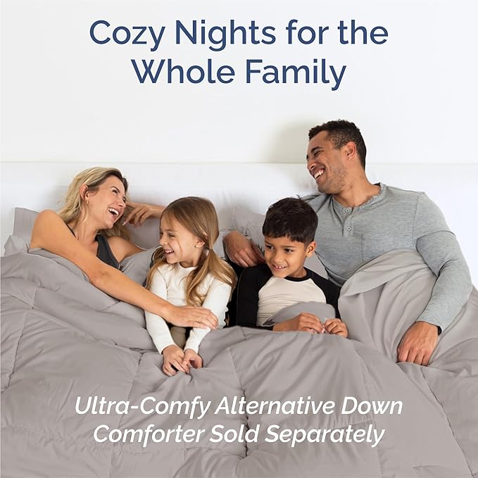 Split King 7 Piece Sheet Set - Cooling & Breathable - Hotel Luxury Bedding, Includes Fitted Sheets for Women, Men, Kids & Teens - 1 Flat, 2 Fitted Sheets, 4 Pillowcases w/Deep Pockets - Light Grey