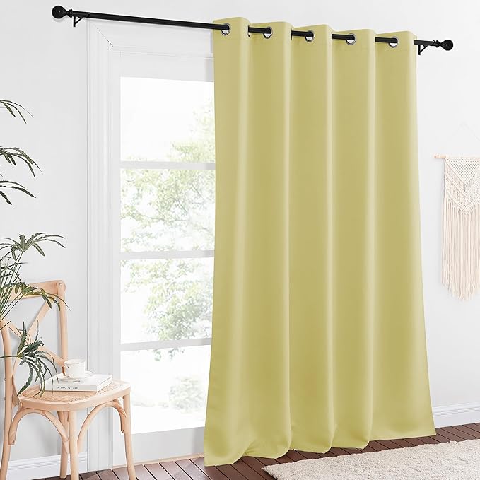 NICETOWN Blackout Curtains 84 Inch Length, Thermal Insulated Curtains for Bedroom Grommet Energy Saving Room Darkening Drapes for Living Room Window, 1 Panel, Paler Yellow, 66" W x 102" L