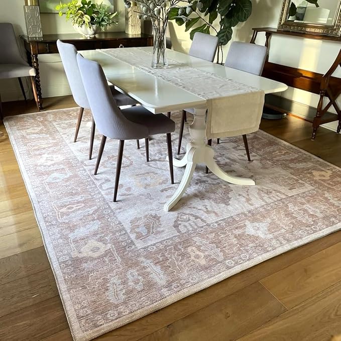 Fame Rugs Brown Modern Oushak Rug 9x12, Vintage Turkish Colorful Oriental Washable Antique Inspired Oversize Area Rugs, Luxury Living Room Bedroom (383BB, 9' x 12)