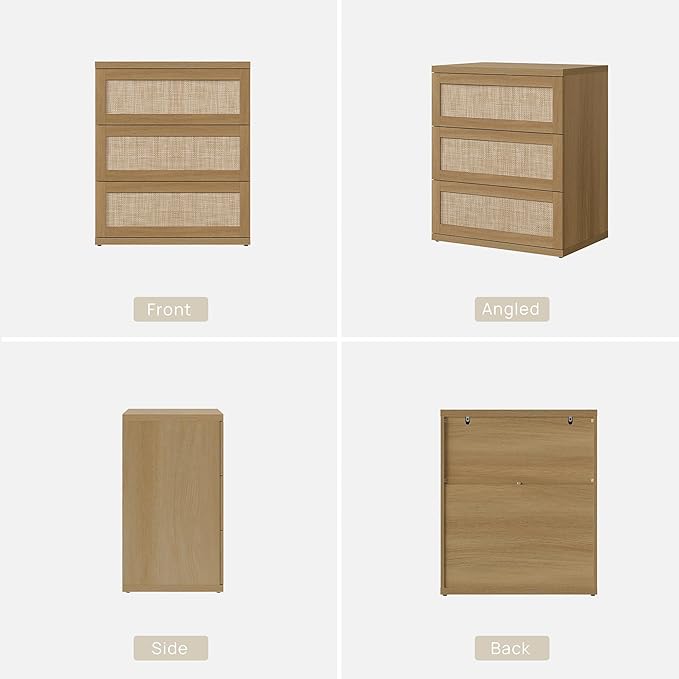 SICOTAS Dresser for Bedroom - 50" Wide 6 Drawer Dresser Rattan Dressers & Chests of Drawers Boho Drawers for Bedroom Bedside Table Clothes Large Closet Storage for Closet Hallway Entryway