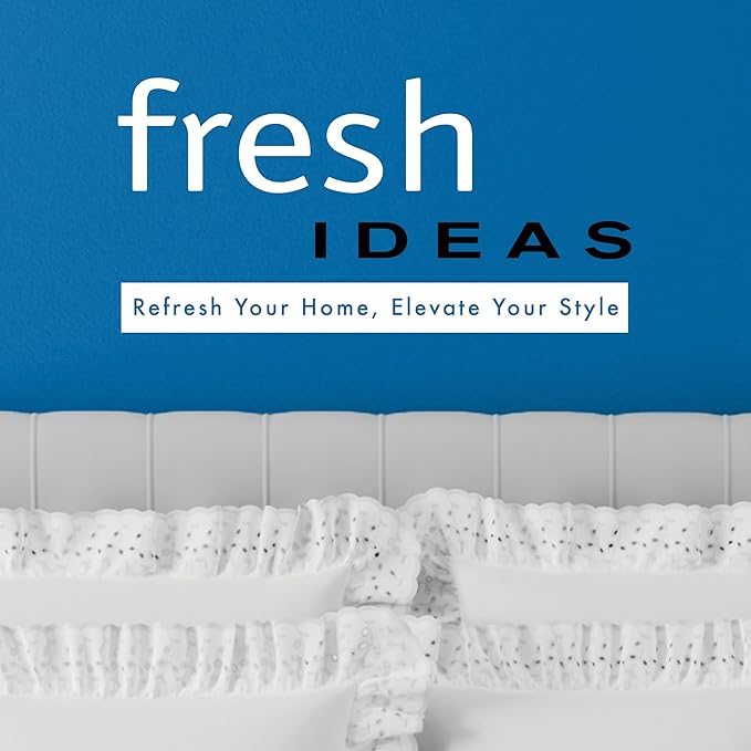 Fresh Ideas Eyelet Bed Skirt, Ruffled Design, 14 Inch Drop, Embroidered Scalloped Edge, Full, Ivory