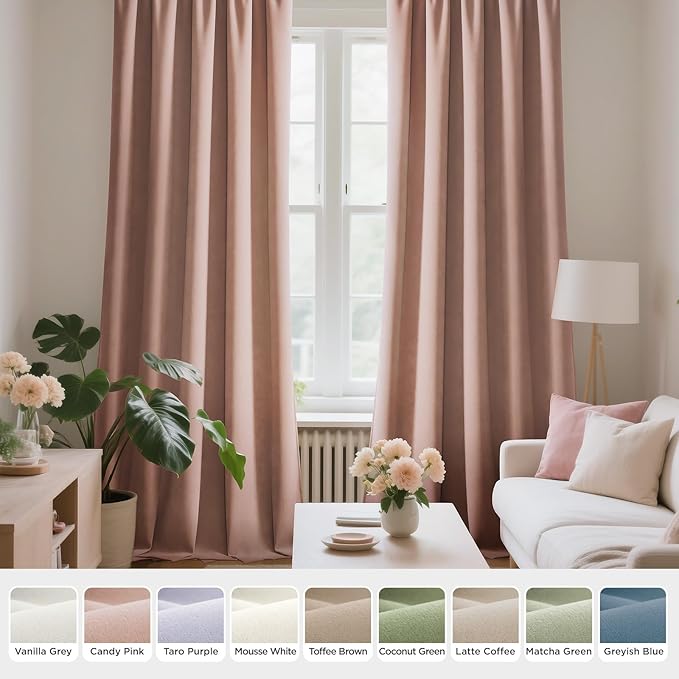 Joydeco Candy Pink Velvet Curtains 96 Inches 2 Panels, Luxury Thermal Insulated Soft Pink Curtains for Bedroom & Living Room, Room Darkening Velvet Drapes, Rod Pocket (52W x 96L)