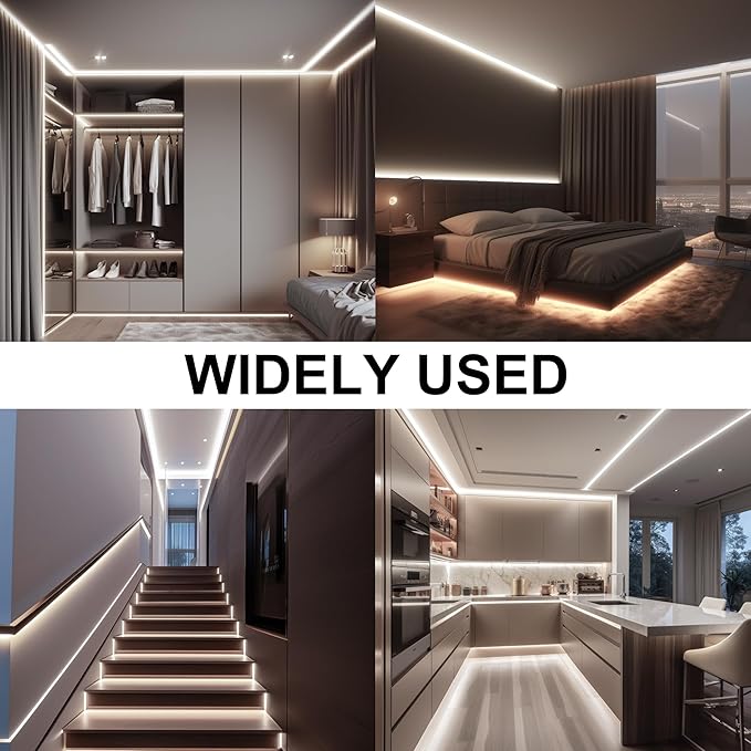 White COB LED Strip Light, Dimmable 32.8ft/10m LED Light, 6000K Daylight White 3200 LEDs High Lumen LED Tape Lights CRI 90+ with RF Remote and UL Power for Bedroom,Kitchen,DIY Home Decoration