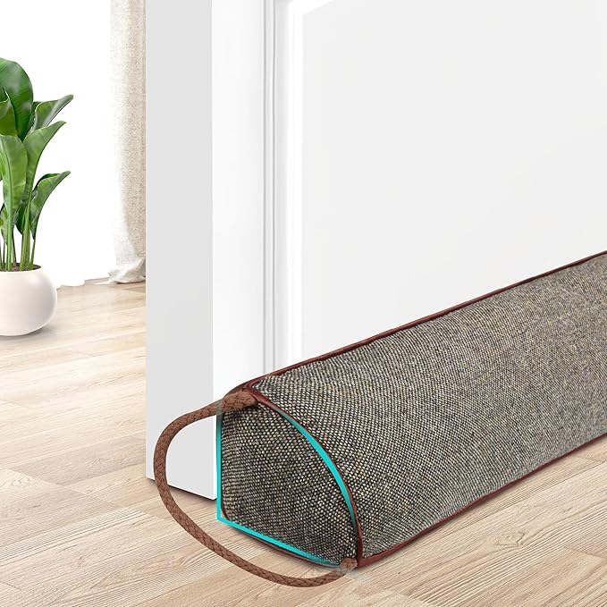 TORRAMI Under Door Draft Stoppers 30 Inch, Heavy Triangle Stop Draft Block Cold Air/Wind/Breeze Noise Blocker Door Sweeps Weather Stripping Bottom Seal Brown