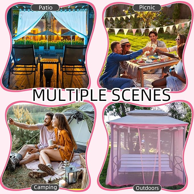 4 Corners Mosquito Net for Mosquiteros para Camas Bed Canopies Netting Bed Drapes Rectangular Mosquito Mesh for Camping Home Outdoor Travel(Pink,L75 X W47 X H59 Inch,1 Opening)