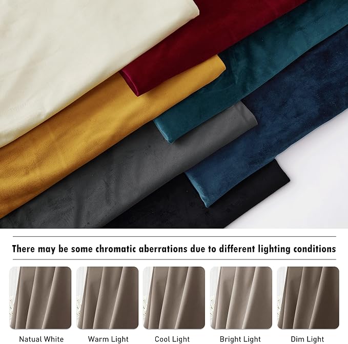 RYB Home Taupe Bedroom Curtains Heavy Velvet 84 inches, Room Darkening Privacy Window Curtains Soft Durable Velvet Backdrops for Sliding Door Living Room, W52 x L84, 2 Panels Set