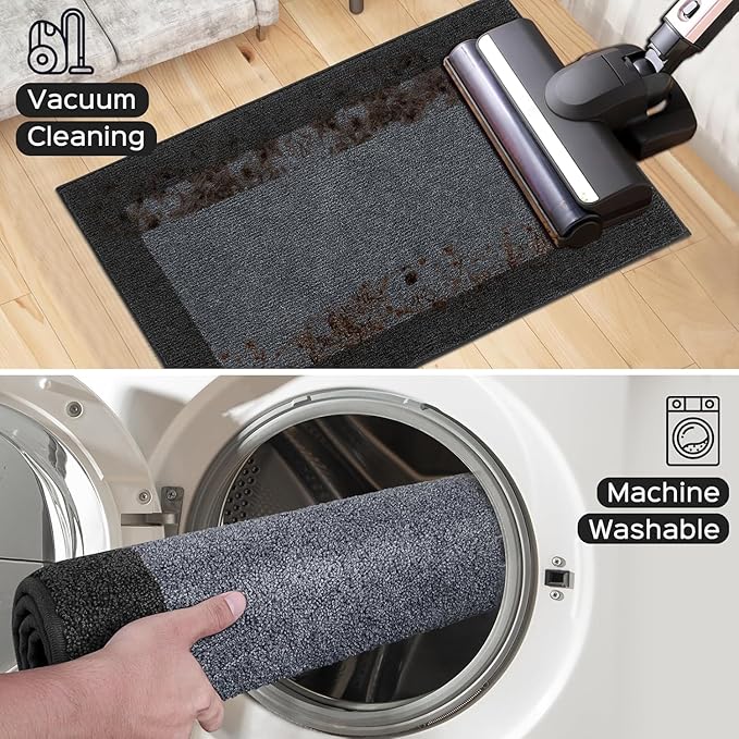 Machine Washable Runner Rug 32" x 120", Non Slip Kitchen Mat for Floor, Absorbent Entryway Rug for Kitchen, Bedroom, Living Room, Hallway, Door (Roll Packing)