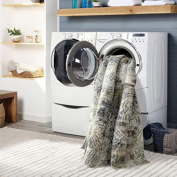 4x6 Rug, Small Area Rug for Living Room, Bedroom, Kitchen, Machine Washable Non-Slip Throw Rug, Modern Abstract Carpet for Entryway Nursery Coffee Table - Durable (Mustard)